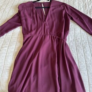 Lush Deep Burgundy Long Sleeve Dress